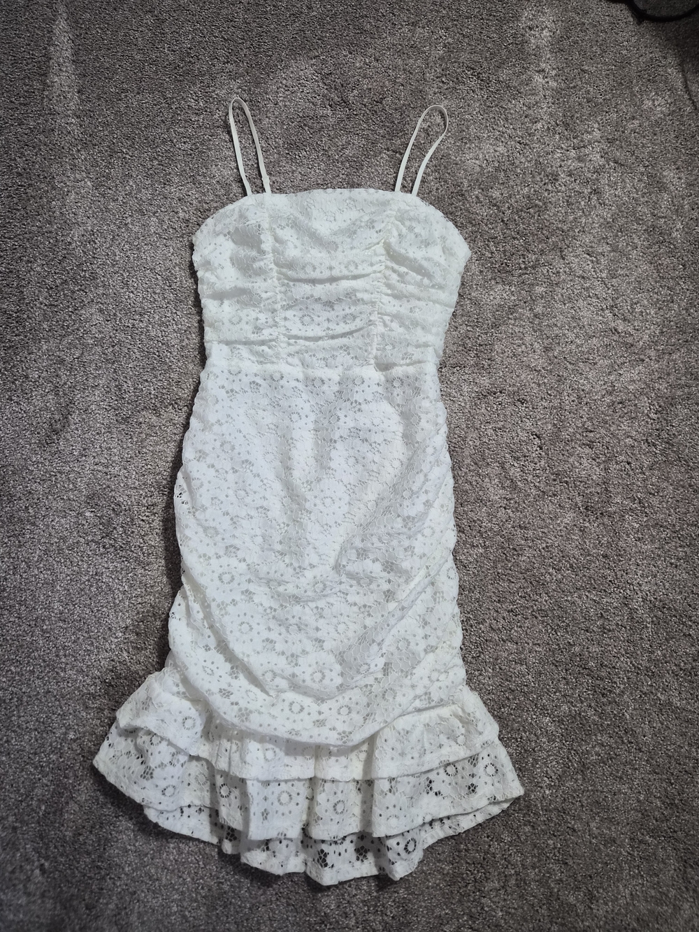 City Triangles White Lace Spaghetti-Strap Dress